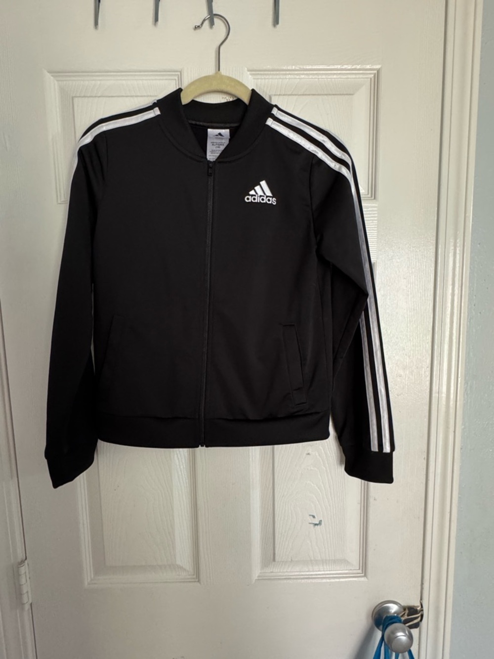 adidas Black Zip-Up Jacket with White Logo
